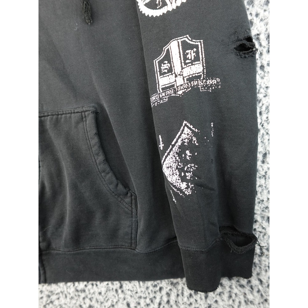 Rebel8‎ Graphic Zip Hoodie Mens Large Black Occult Metal Streetwear Distressed - Picture 4 of 13